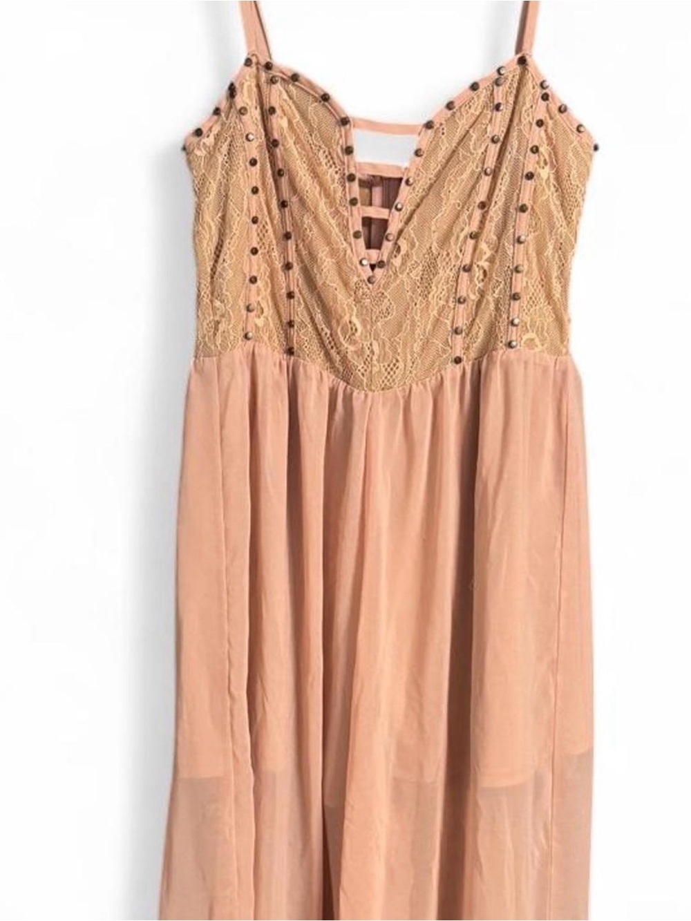 Ark & Co Peach Lace Bodice Strappy Jumpsuit